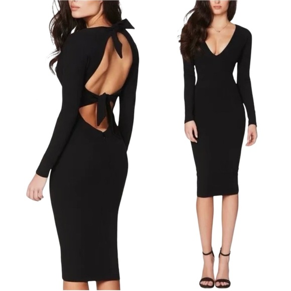Revolve Nookie Cleo Long Sleeve Midi Dress NWT | Black  | Size S - Picture 1 of 6